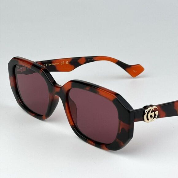 NEW Gucci GG1535S 005 Orange Havana Violet Women Geometric Sunglasses GG 1535S
